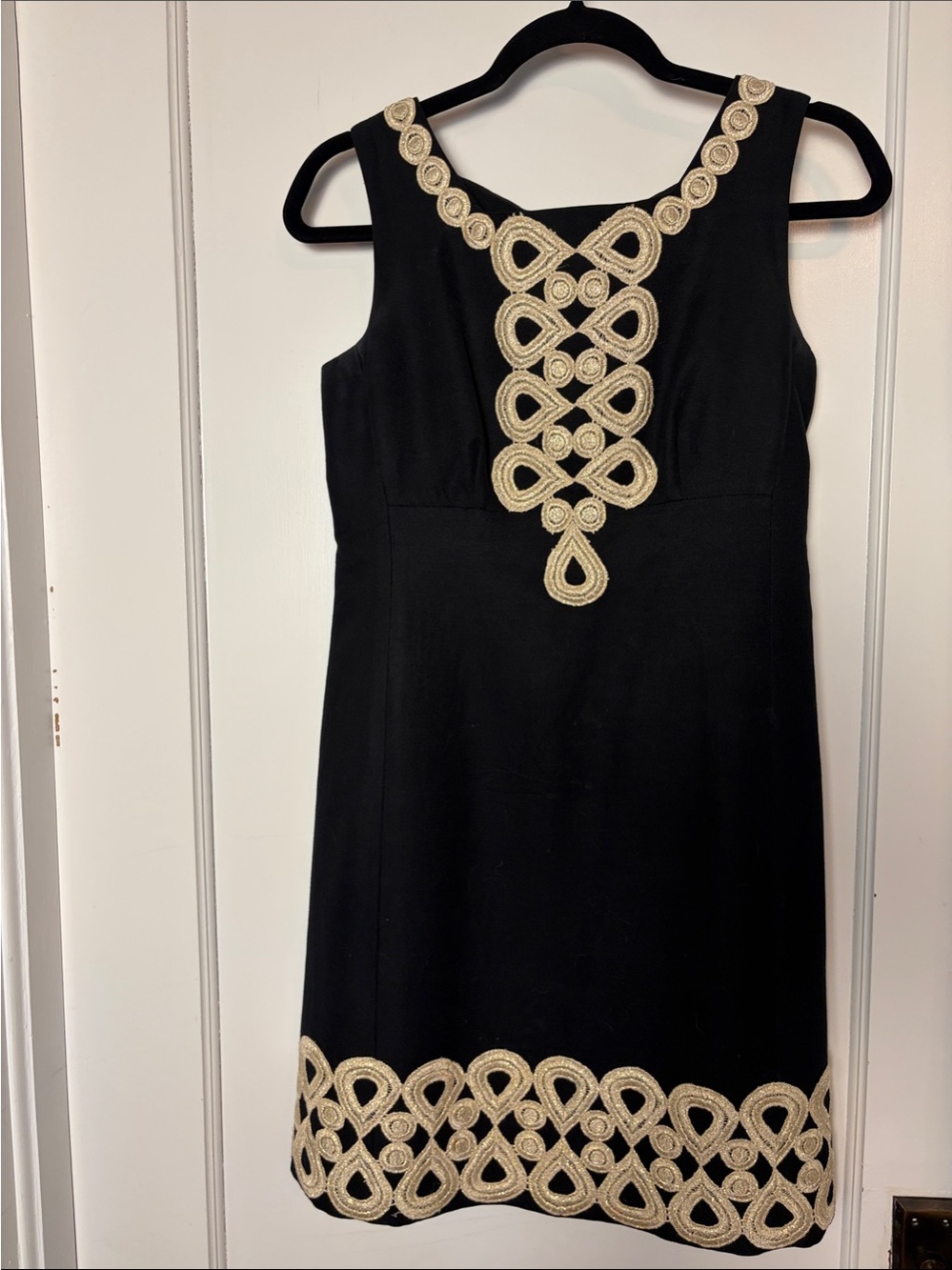 Lilly Pulitzer Classic Black Mini Dress with Gold Trim